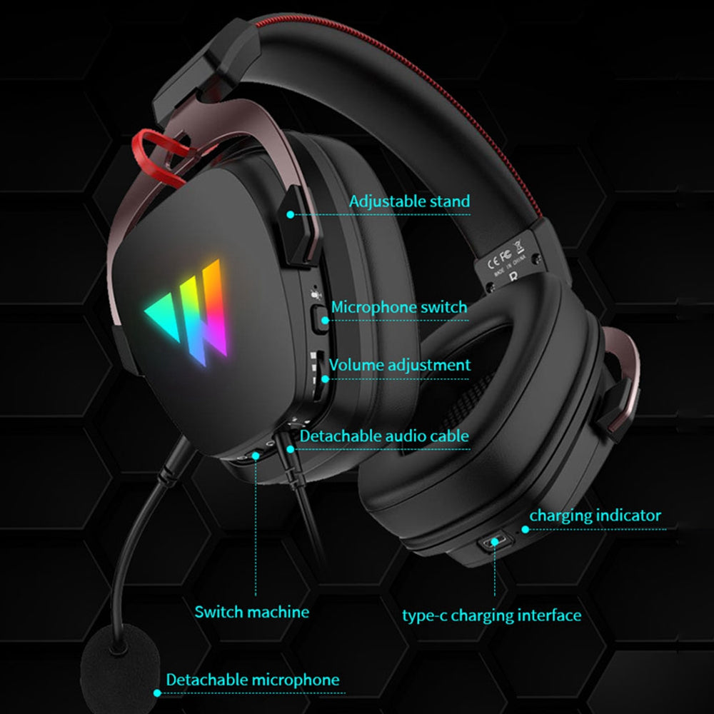 WINTORY W11 2.4G Connectivity Headphone Wired Over-Ear E-sports Earphone RGB LED Light Stereo Bass Gaming Headset WINTORY W11 2.4G Connectivity Headphone Wired Over-Ear E-sports Earphone RGB LED Light Stereo Bass Gaming Headset